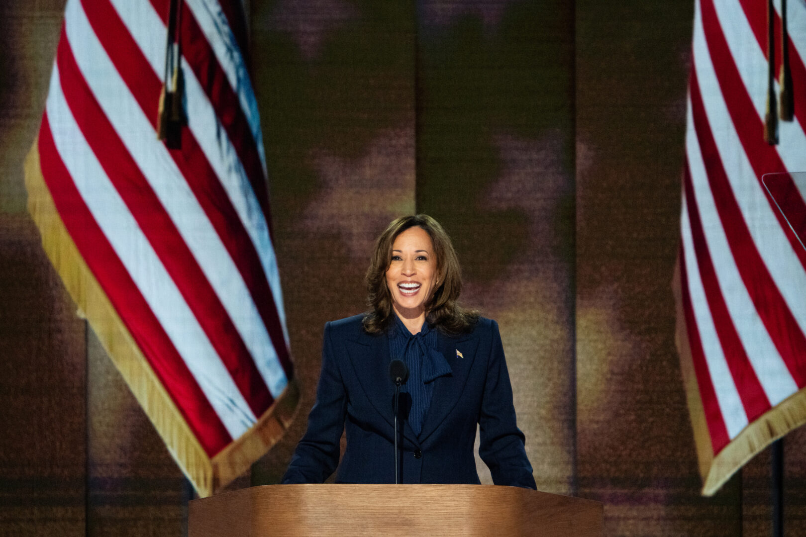 Vice President Kamala Harris delivers her acceptance speech during the final night of the 2024 Democratic National Convention in Chicago on Aug. 22. 