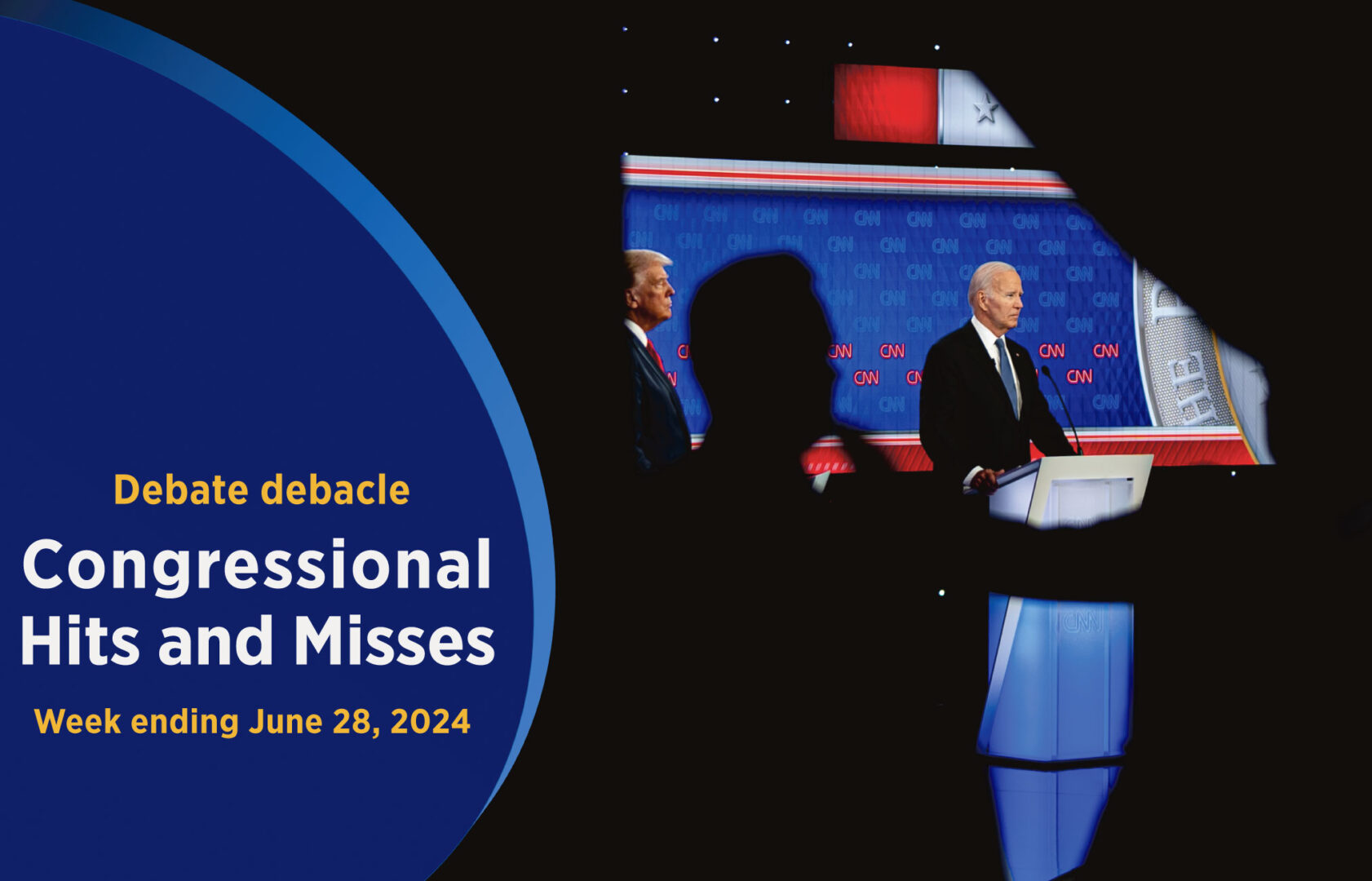 President Joe Biden, right, and former President and Republican presidential candidate Donald Trump participate in the presidential debate at the CNN Studios in Atlanta, Georgia, on June 27, 2024.