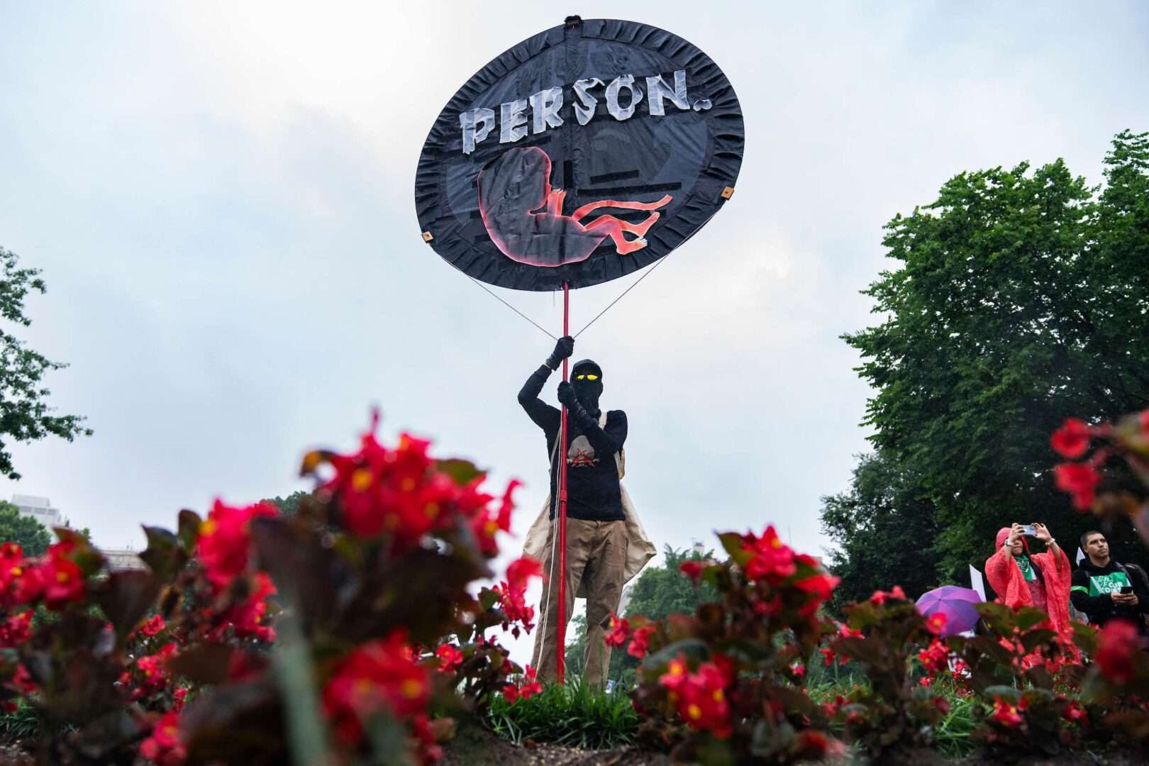 An anti-abortion demonstrator is seen in Washington’s Lafayette Square in July 2022. The annual March for Life is scheduled for Friday.