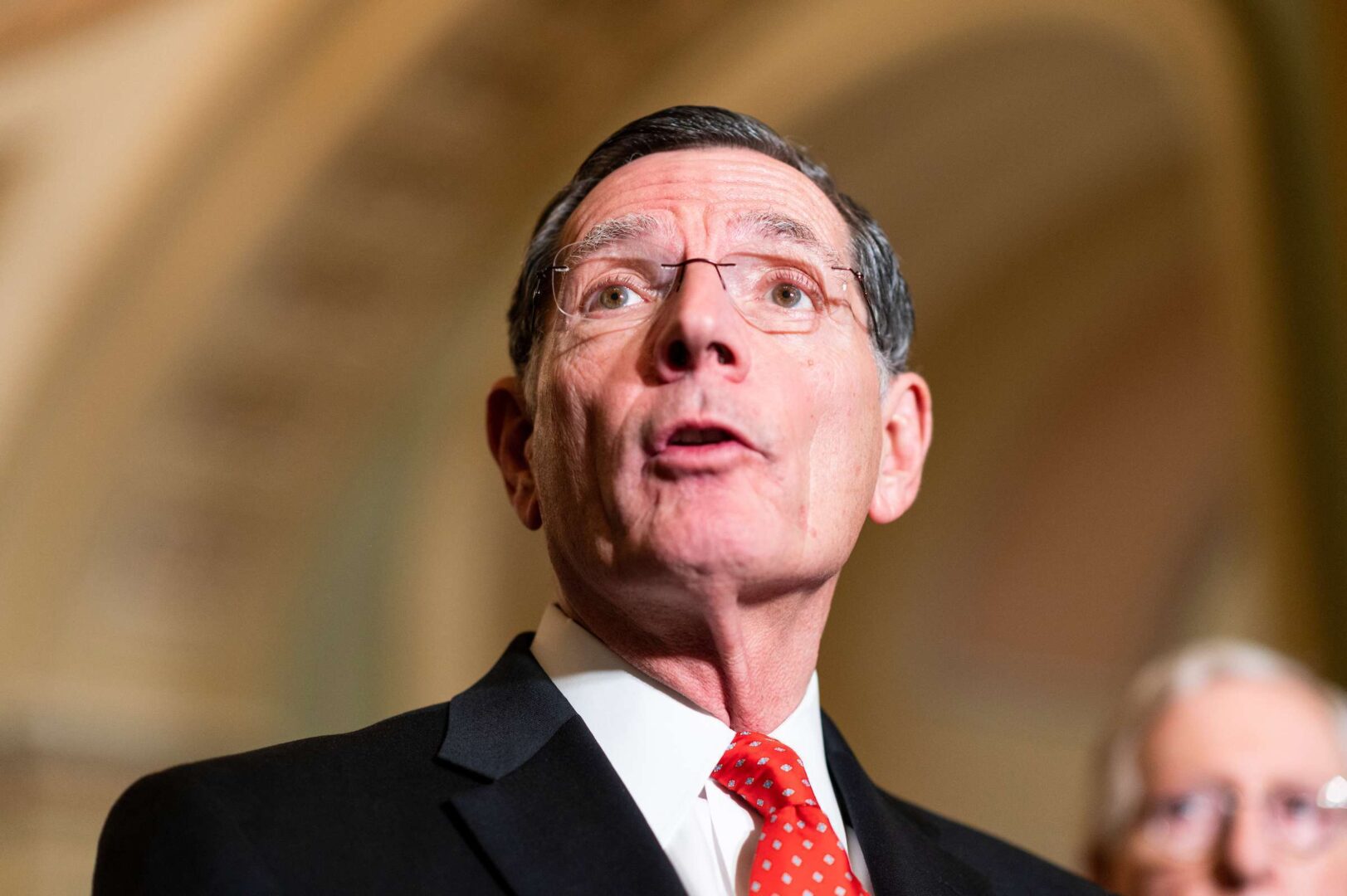 Sen. John Barrasso, R-Wyo., speaks during the Senate Republicans' news conference last year. 