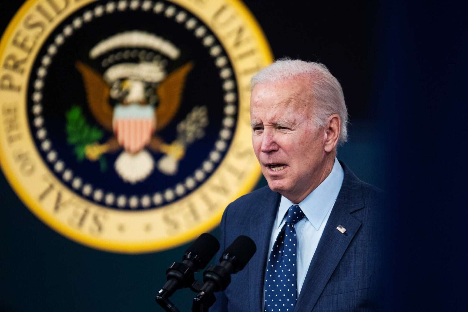 President Joe Biden addresses the media on Feb. 16.