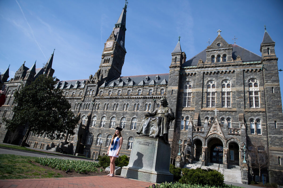 Georgetown University, seen here in 2020, and its surrounding neighborhood form the backdrop for "The Exorcist," one of the most enduring horror stories of all time.