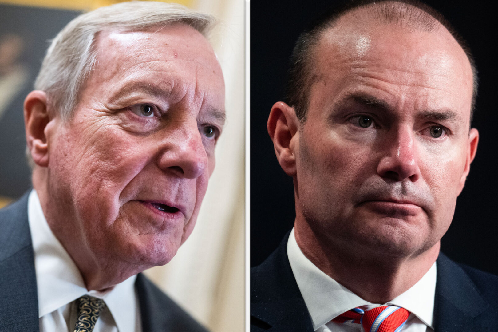 Senate Judiciary Chair Richard J. Durbin, left, is introducing the compromise measure with Sen. Mike Lee, who has been vocal about opposing a Section 702 reauthorization without changes.