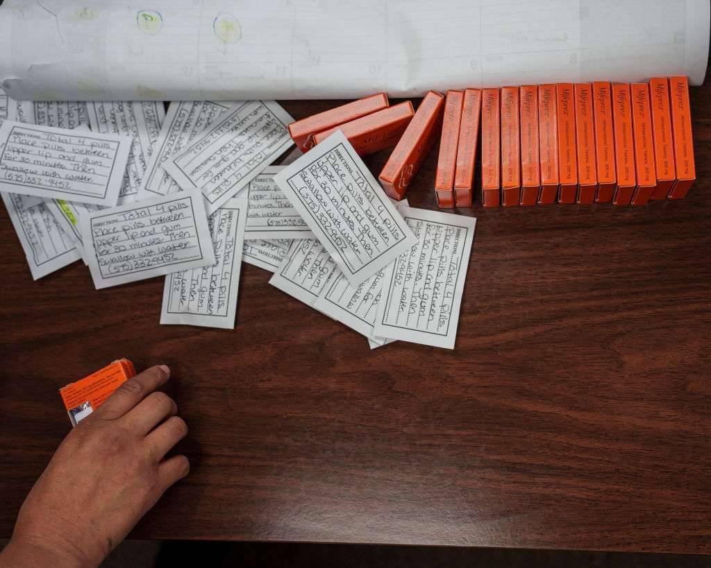 Doses of mifepristone, the abortion pill, and misoprostol, which is taken the day after to cause cramping and bleeding to empty the uterus, are pictured at a clinic in New Mexico last year.