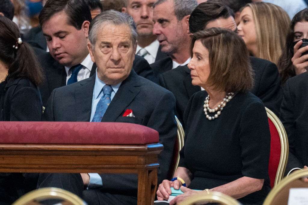 Speaker, Nancy Pelosi, right, with her husband Paul Pelosi, center, attend a Holy Mass for the Solemnity of Saints Peter and Paul lead by Pope Francis in St. Peter's Basilica in June. 