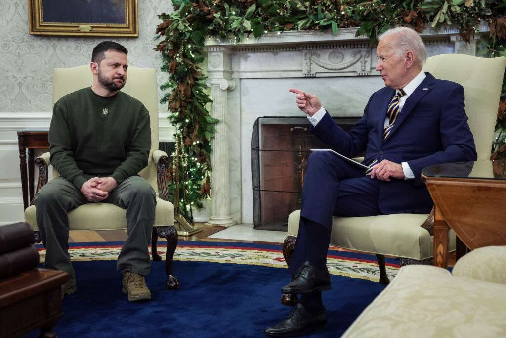 Ukrainian President Volodymyr Zelenskyy meets with President Joe Biden in the Oval Office on Wednesday.