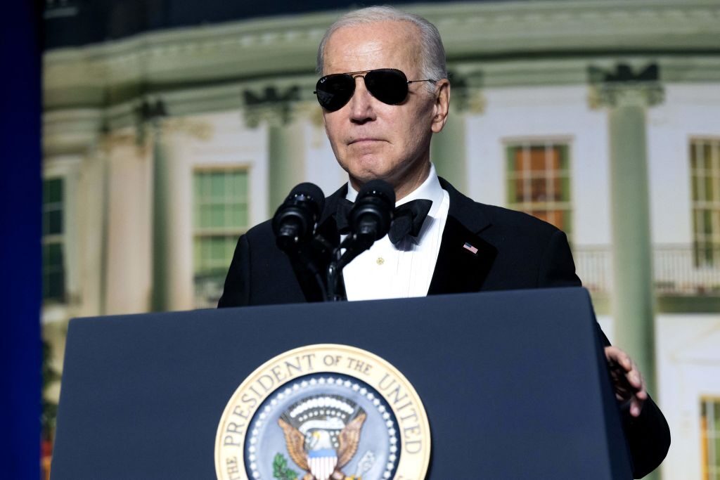 President Joe Biden speaks during the White House Correspondents' Association dinner at the Washington Hilton on April 29, 2023. 