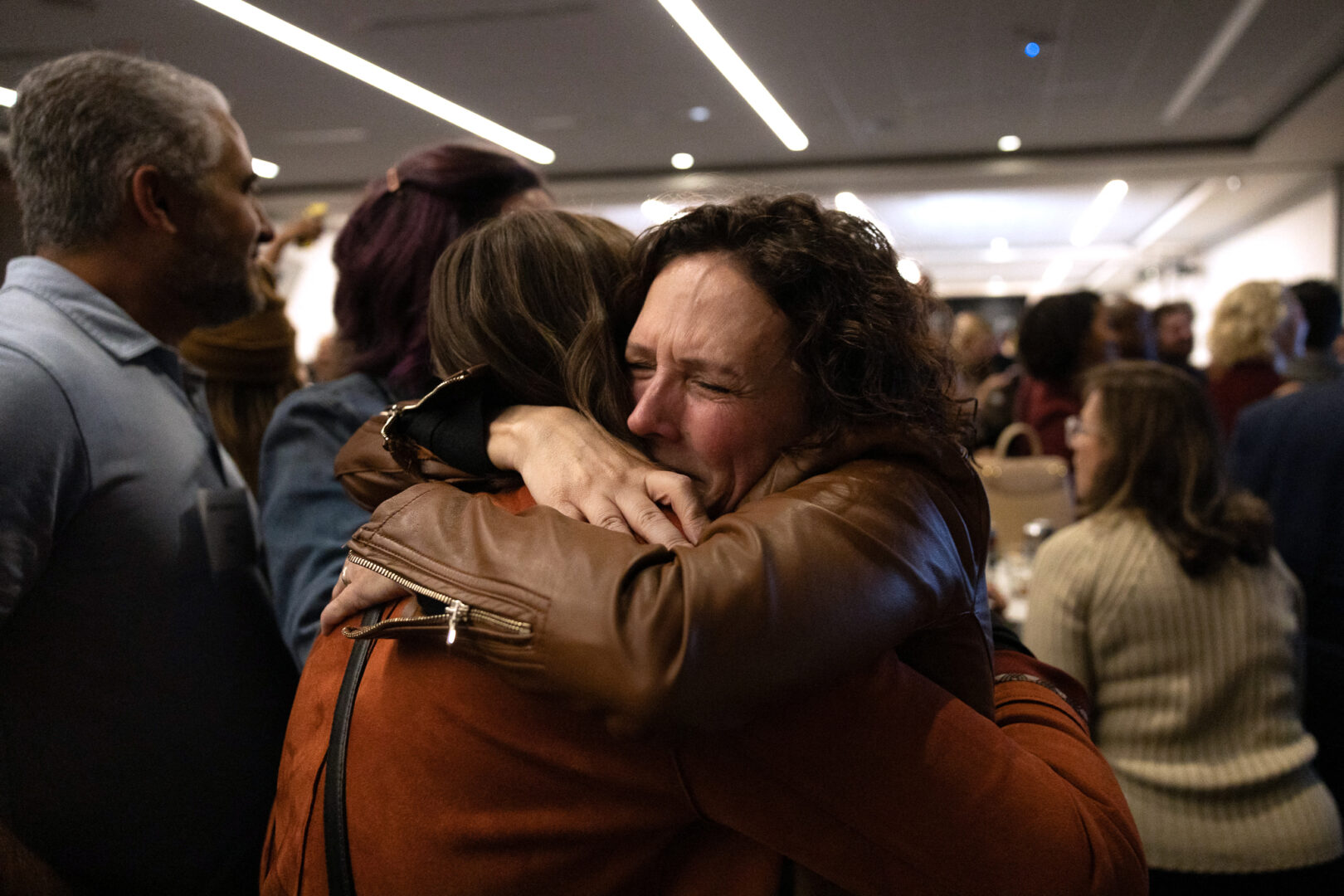 Abortion rights supporters celebrate winning the referendum on the so-called Issue 1, a measure to enshrine a right to abortion in Ohio's Constitution, in Columbus, Ohio on Nov. 7, 2023. 