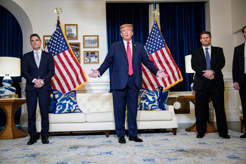 Donald Trump speaks to the media at Waldorf Astoria following his appearance Tuesday at U.S. District Court in Washington, which hear arguments on his claim of immunity in the federal case accusing him of illegally attempting to overturn his 2020 election defeat.