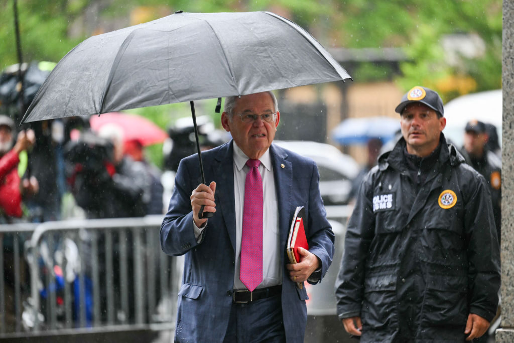 Sen. Bob Menendez, D-N.J., arrives at federal court in New York City for his corruption trial. 