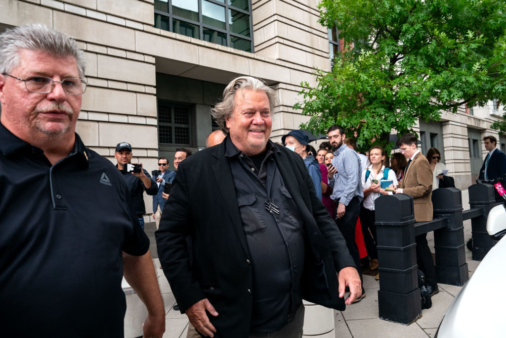 Steve Bannon, former adviser to President Donald Trump, departs the federal courthouse in Washington on Thursday. 