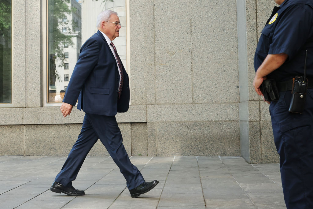 Sen. Bob Menendez, D-N.J., arrives for trial June 11 at federal court in New York City. 