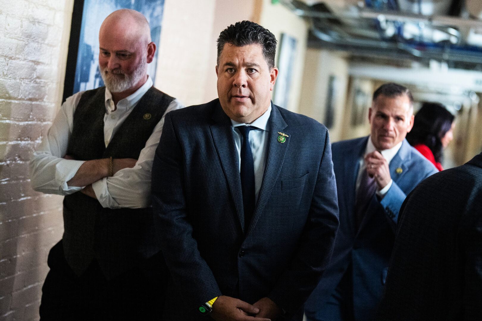 New York Republican Reps. Nick LaLota, center, and Marc Molinaro, right, both defended Trump after his guilty verdict with statements calling it a "political prosecution" and "a perversion of our justice system."