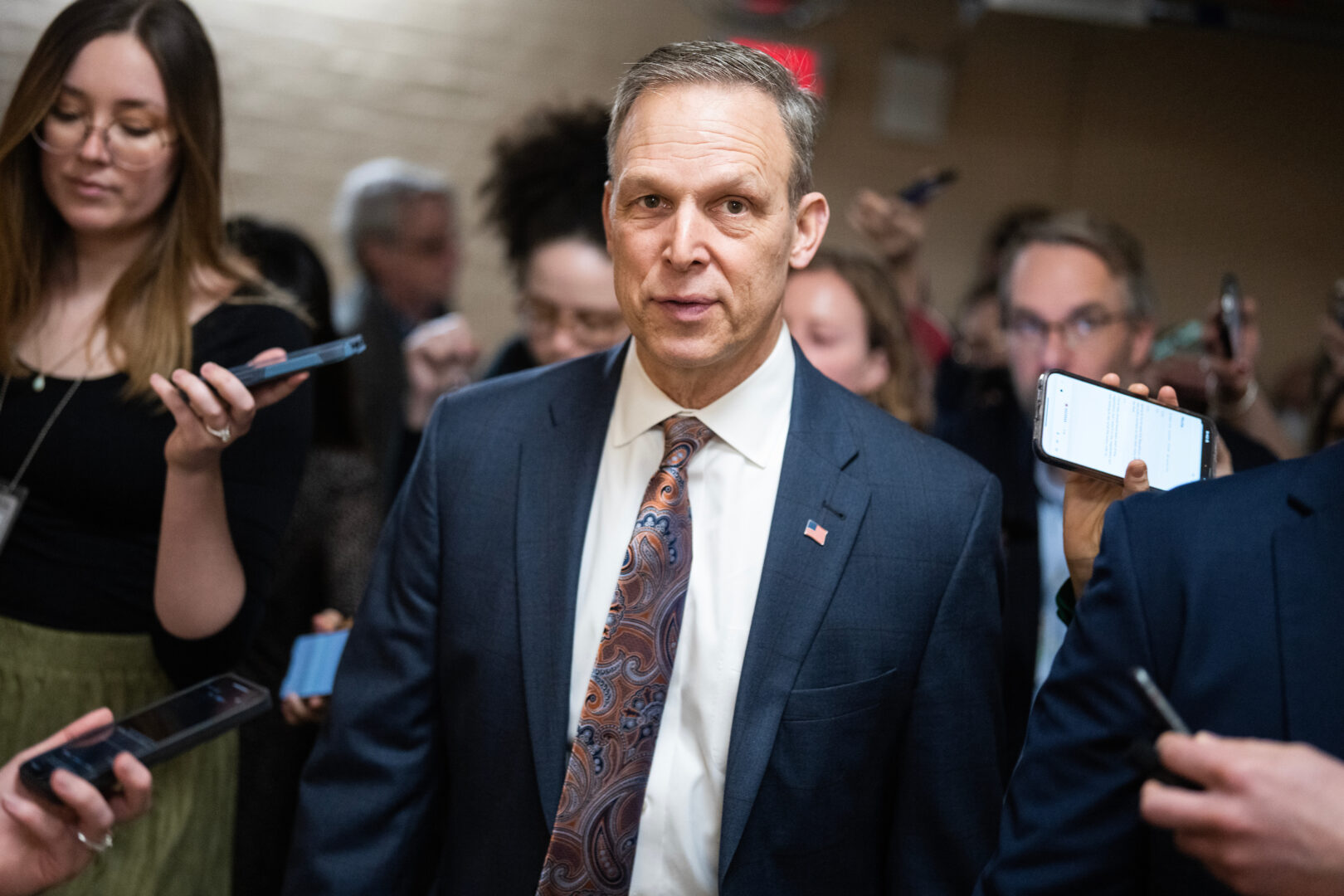 Rep. Scott Perry, R-Pa., talks with reporters after a meeting of the House Republican Conference in on Wednesday.