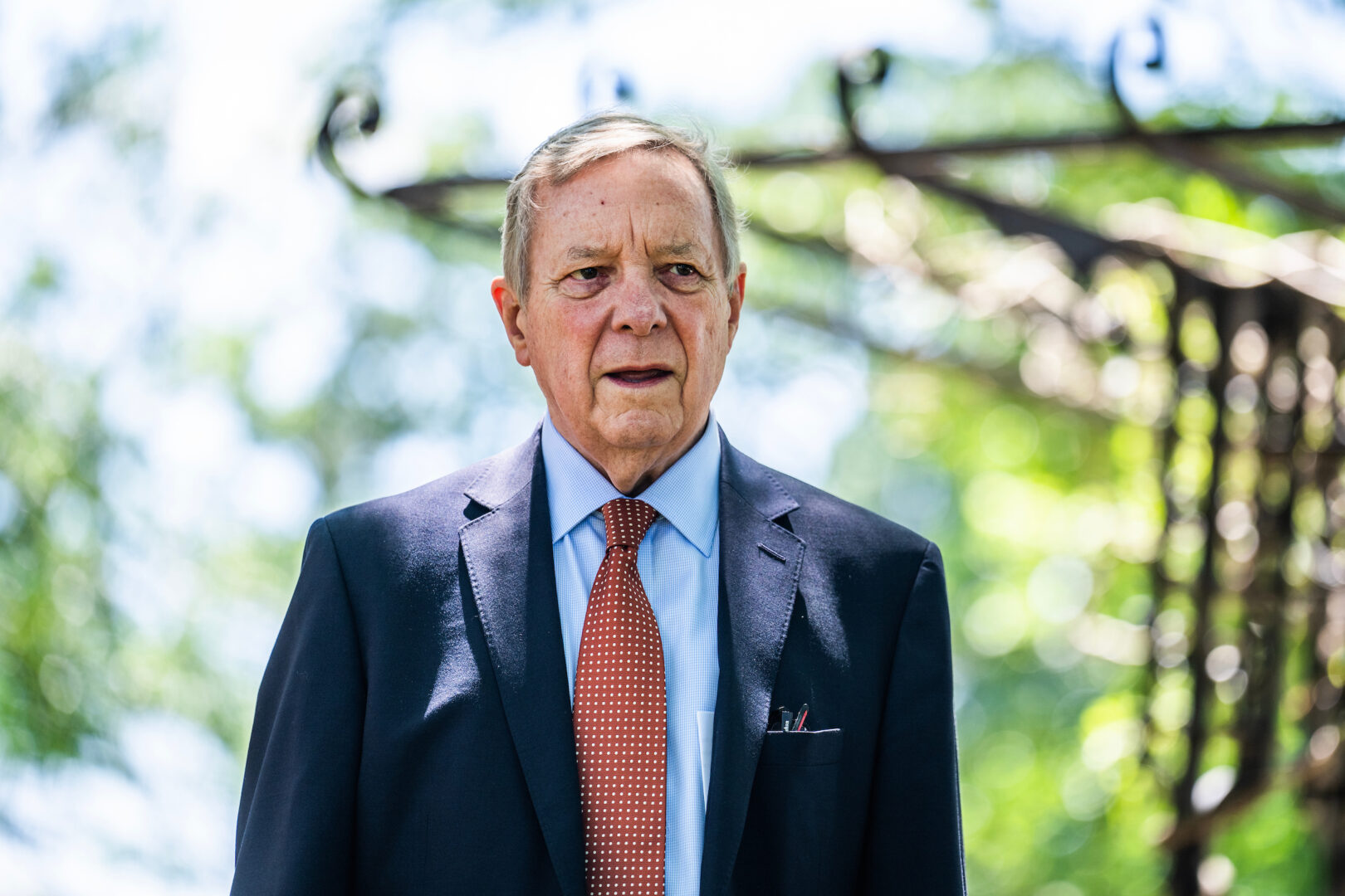 Sen. Richard J. Durbin, D-Ill., attends a news conference outside the Capitol. Durbin blasted the Food and Drug Administration Wednesday for not doing more to eliminate illegal vaping products that can be found in gas stations, vape shops and other retail locations.