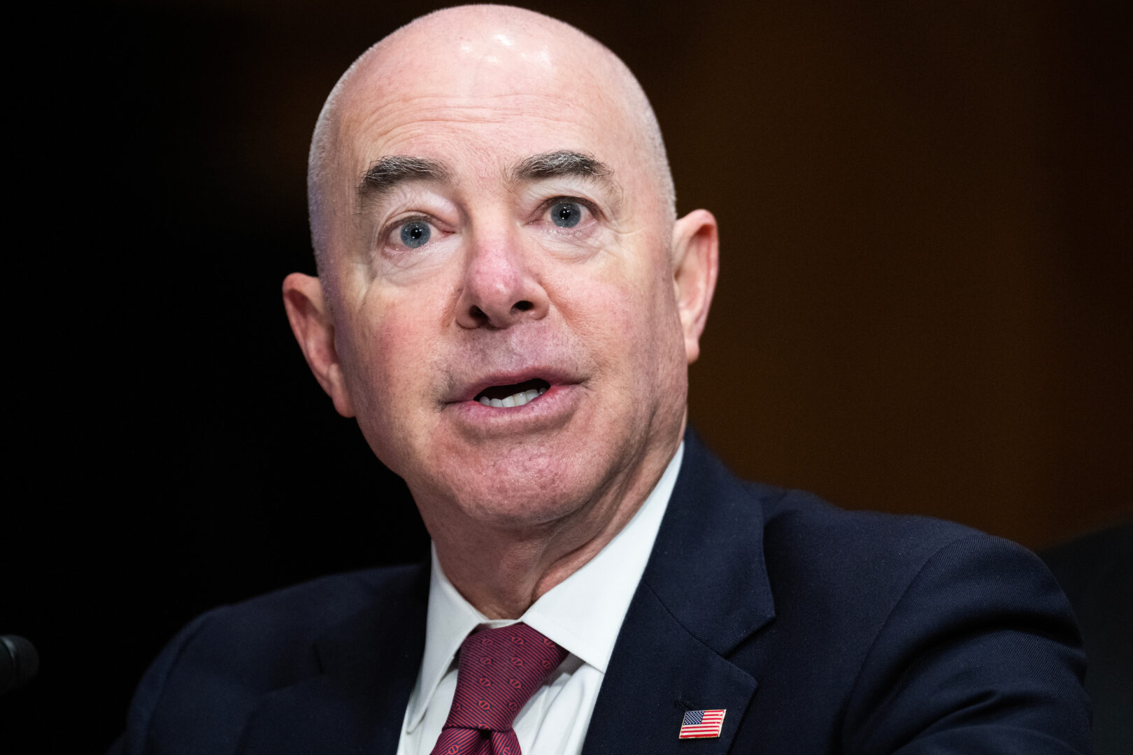 Homeland Security Secretary Alejandro Mayorkas testifies during a Senate hearing last year. 