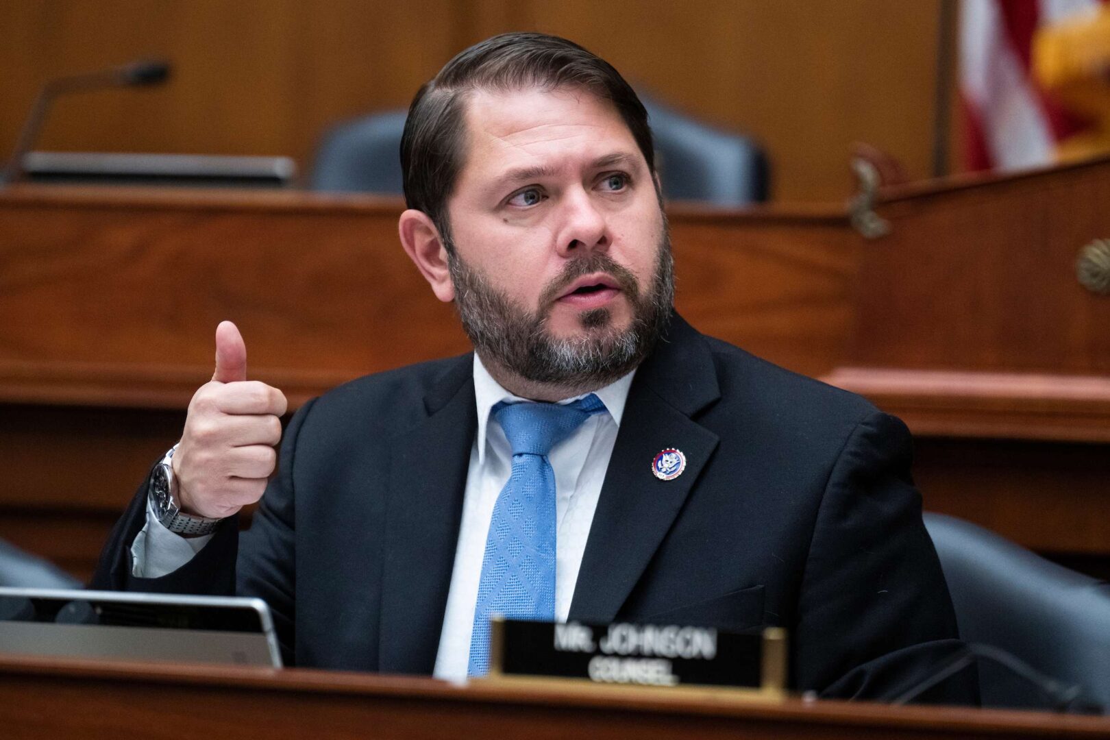 Rep. Ruben Gallego, D-Ariz., conducts a House Armed Services subcommittee markup in June.