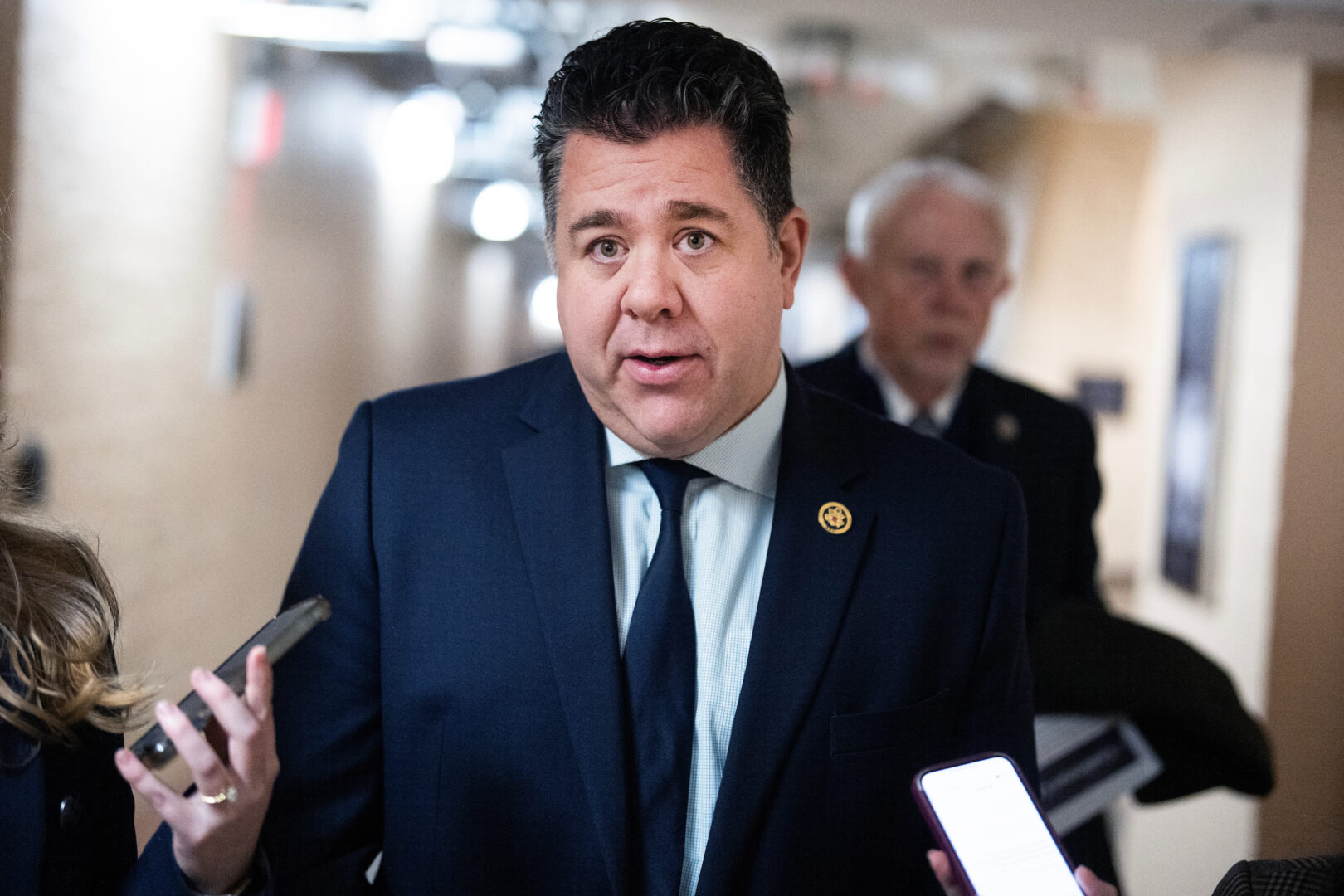 Rep. Nick LaLota, R-N.Y., leaves a meeting of the House Republican Conference in the Capitol on Jan. 17. 