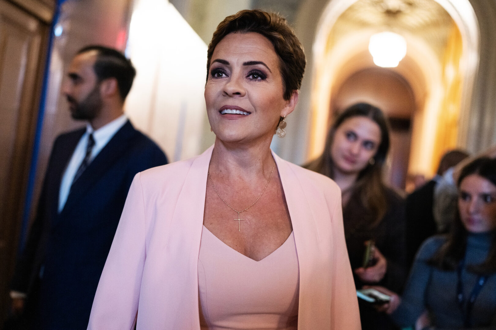 Kari Lake, Republican Senate candidate from Arizona, is seen in the Capitol after a meeting with Senate Minority Leader Mitch McConnell, R-Ky., on March 6. 