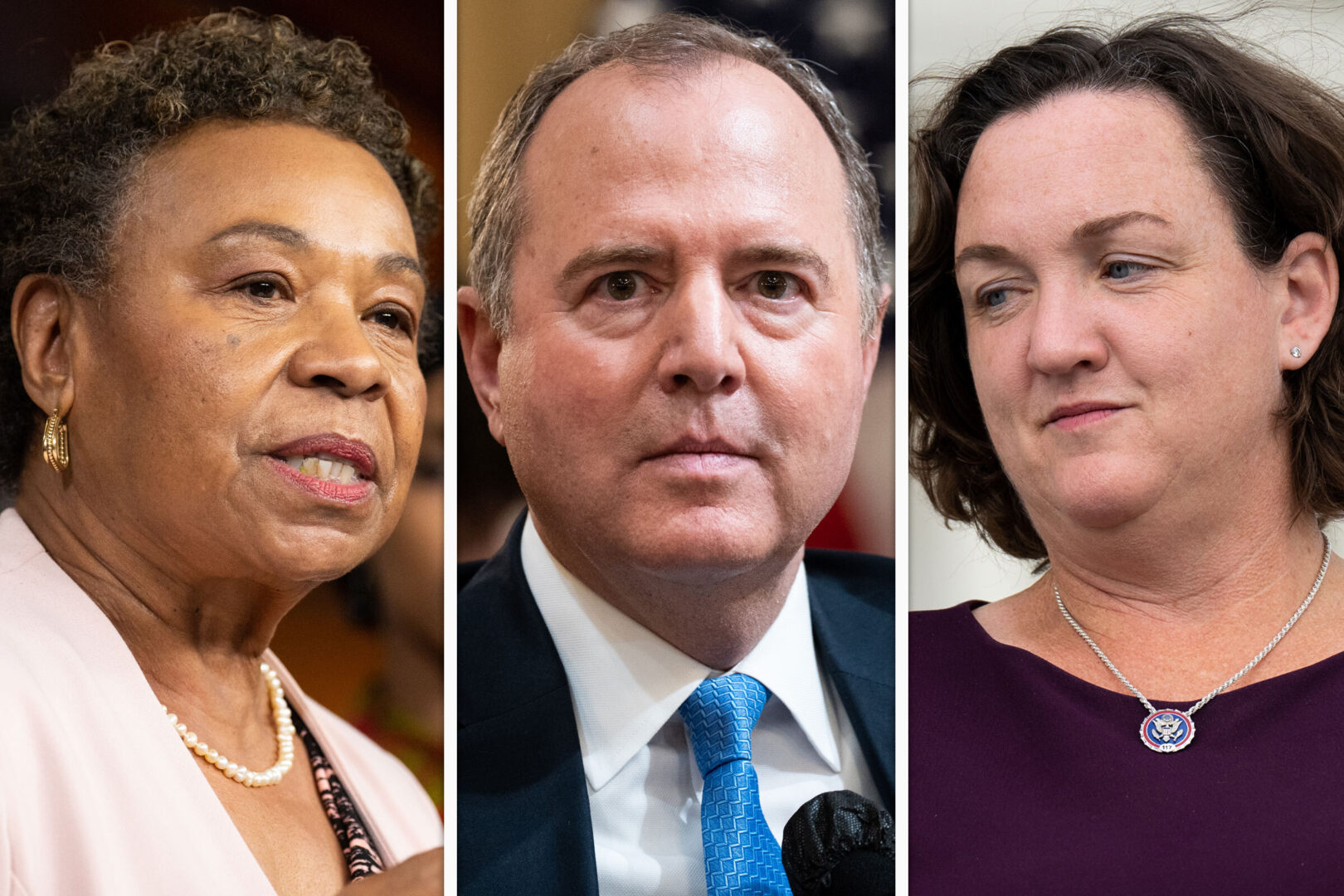 California’s Senate primary will send the top two finishers into the November election, and three Democratic House incumbents — from left, Reps. Barbara Lee, Adam B. Schiff and Katie Porter — are running for the open seat.