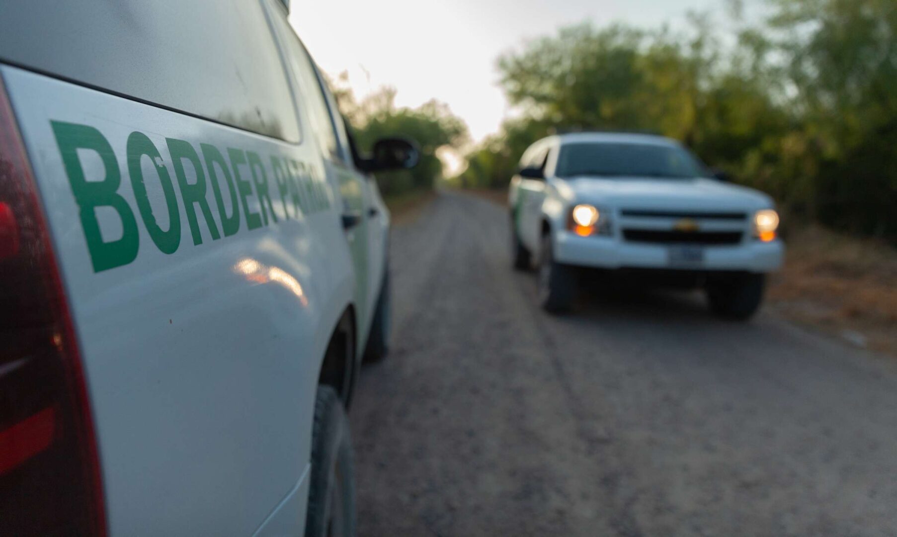 U.S. Customs and Border Protection vehicles sit in the Rio Grande Valley sector of the Texas border in August 2019.