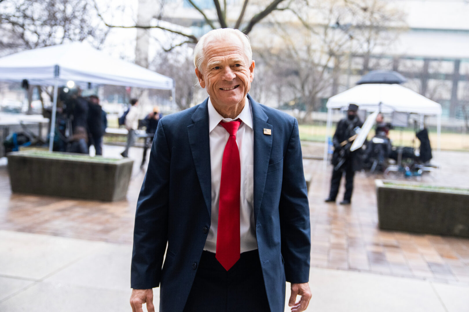 Peter Navarro, former trade adviser to Donald Trump, arrives at E. Barrett Prettyman Courthouse to be sentenced for contempt of Congress in January. 