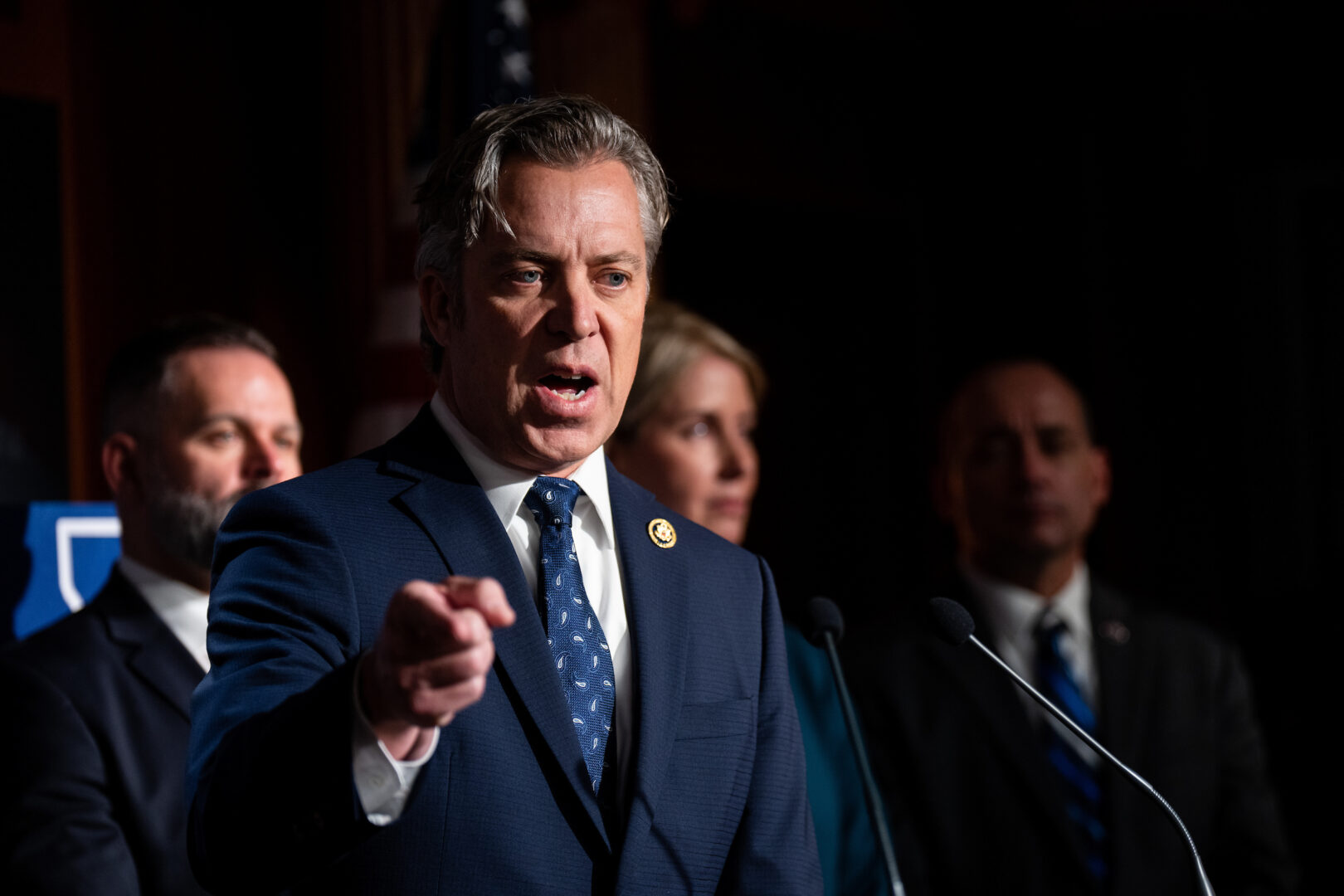 Rep. Andy Ogles, R-Tenn., speaks during a news conference on border security and funding on Jan. 10. 