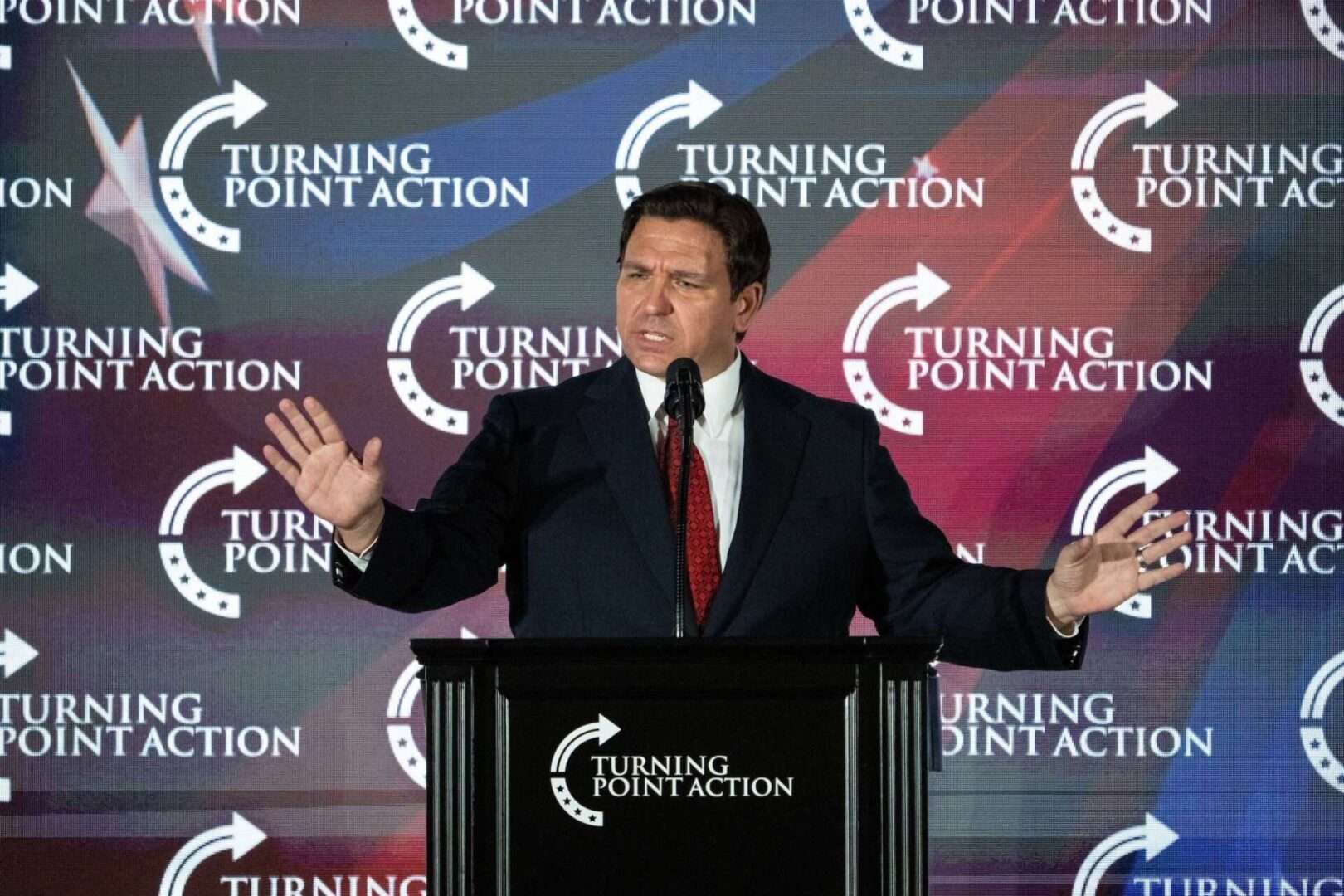 Florida Gov. Ron DeSantis speaks at a rally in Youngstown, Ohio, on Aug. 19, 2022. 