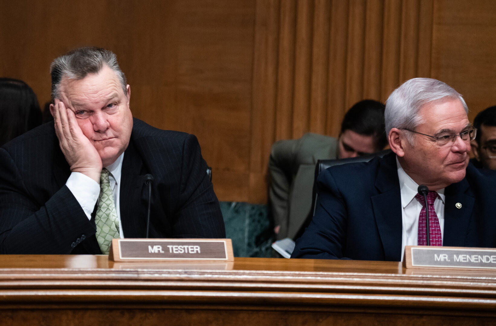 The two most vulnerable senators this year are Democrats Jon Tester of Montana, left, and Bob Menendez of New Jersey.