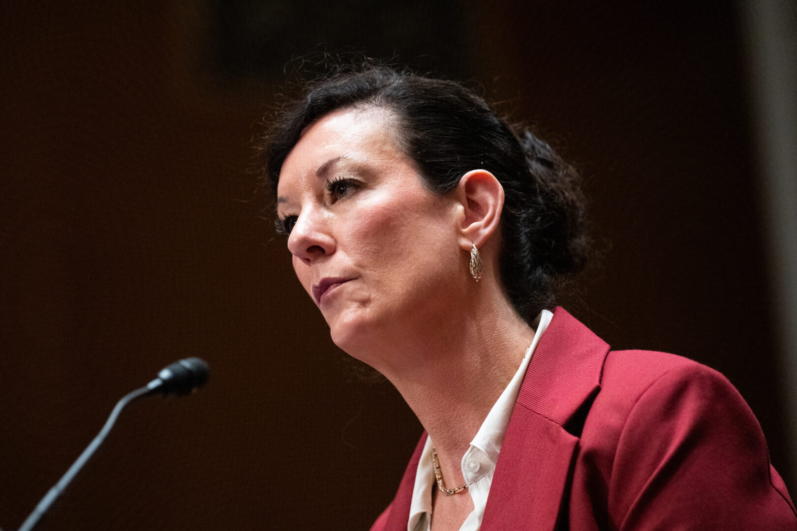 Federal Bureau of Prisons Director Colette Peters testifies during a Senate Judiciary Committee hearing last month.