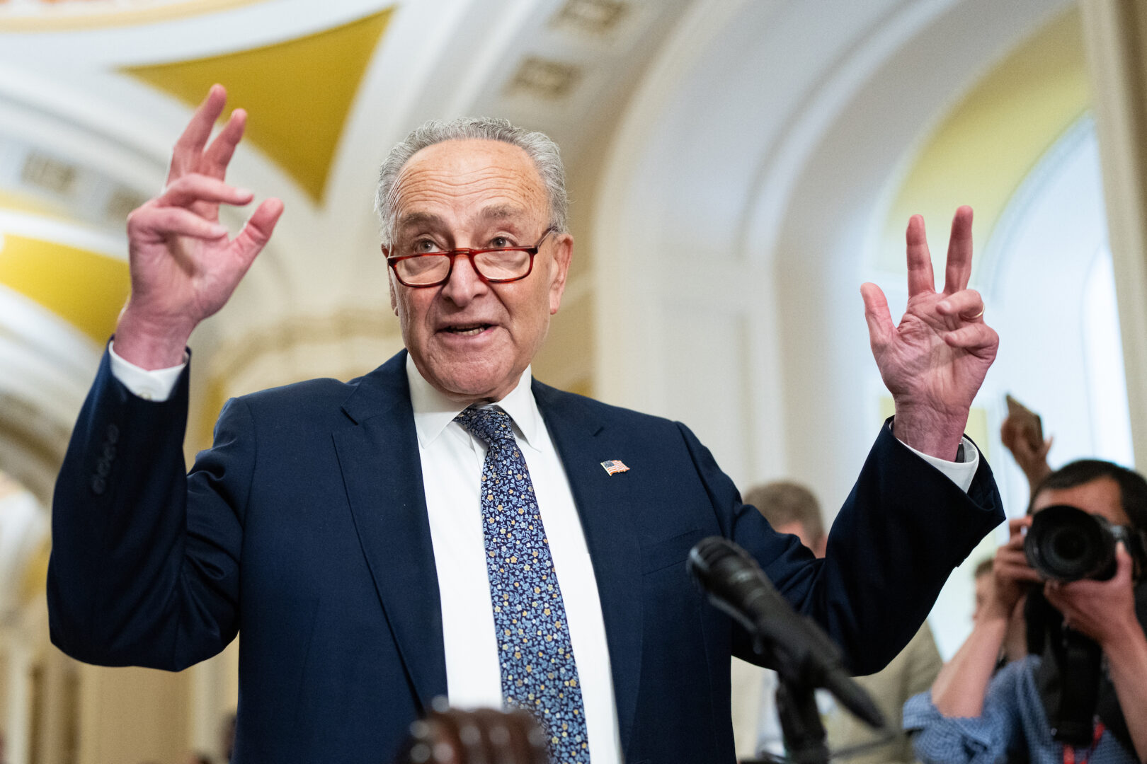 Senate Majority Leader Charles E. Schumer, D-N.Y., opened the door to renegotiating a budget caps deal but warned that nondefense spending must increase with defense.