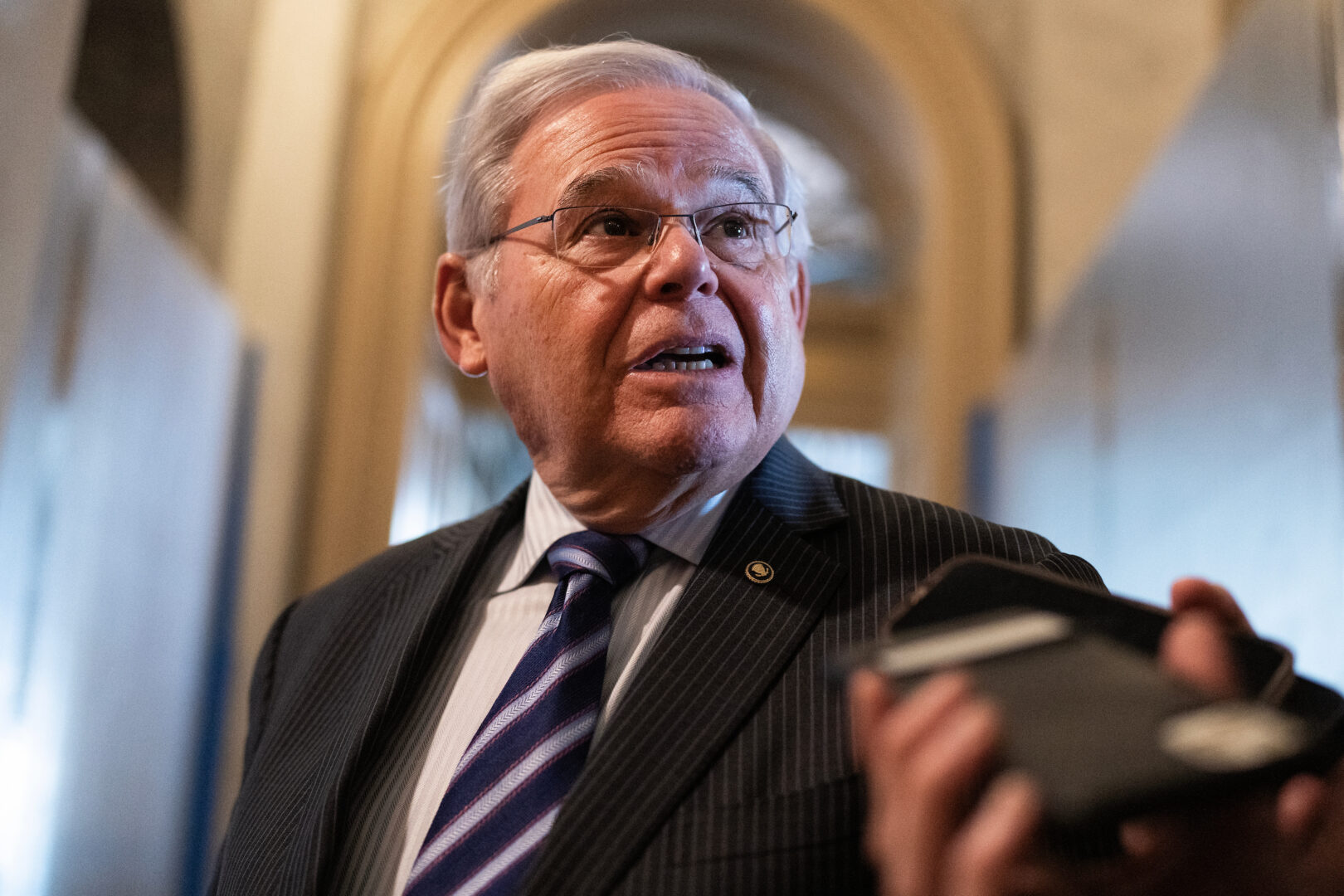 Then-Sen. Bob Menendez, D-N.J., is seen in the U.S. Capitol during senate votes on January 23, 2024. 