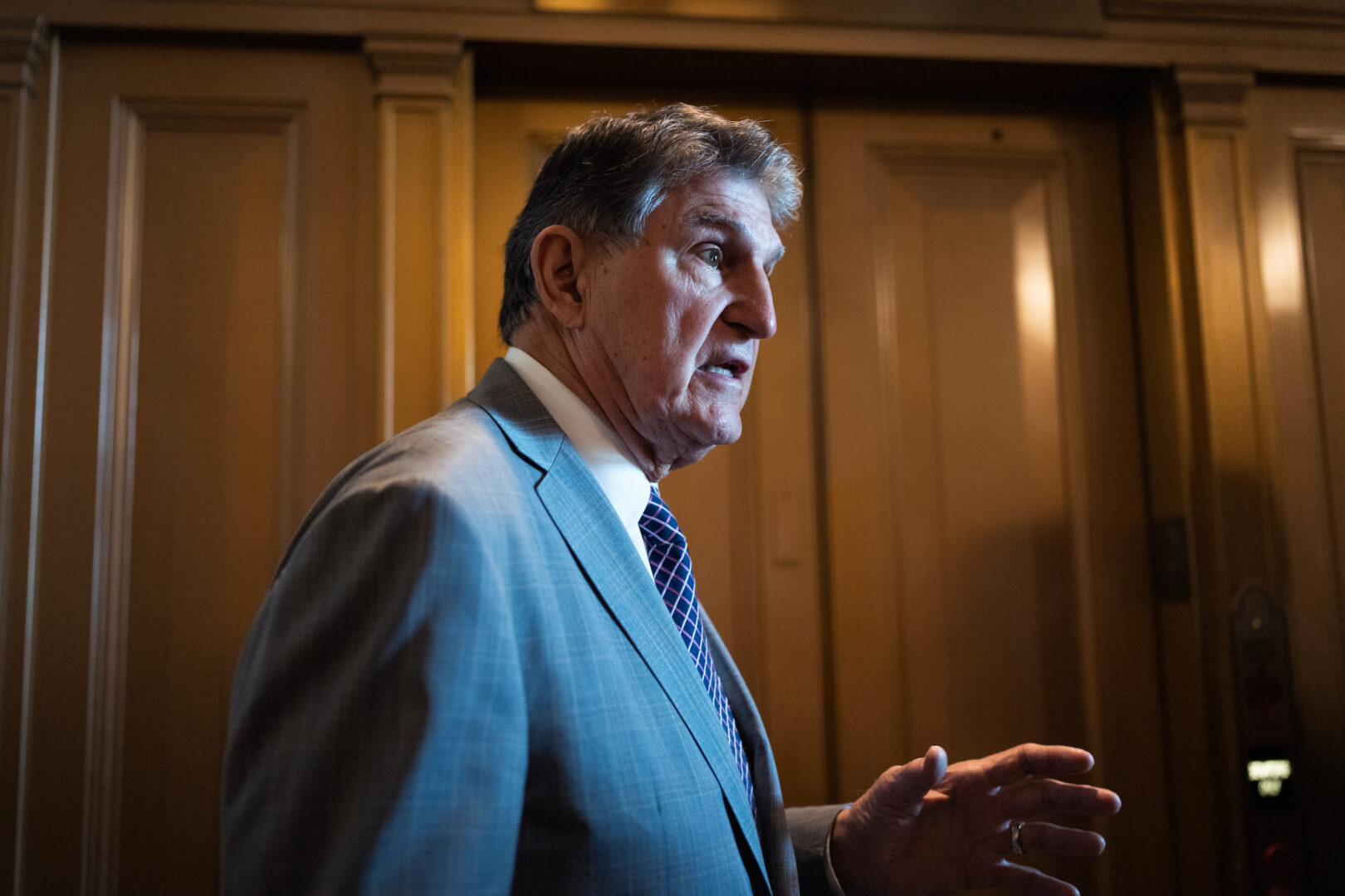 Sen. Joe Manchin III of West Virginia is seen in the Capitol on Jan. 23.