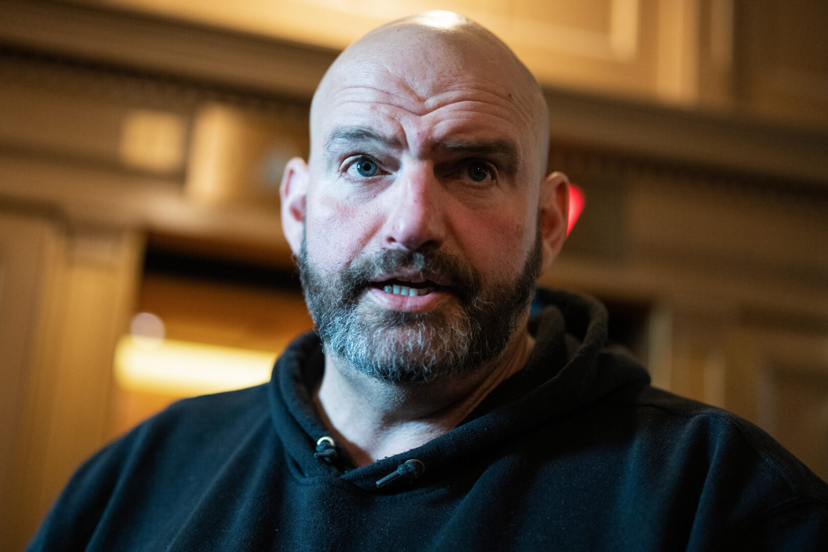 Sen. John Fetterman, D-Pa., is seen during votes in the Capitol on Jan. 23. 