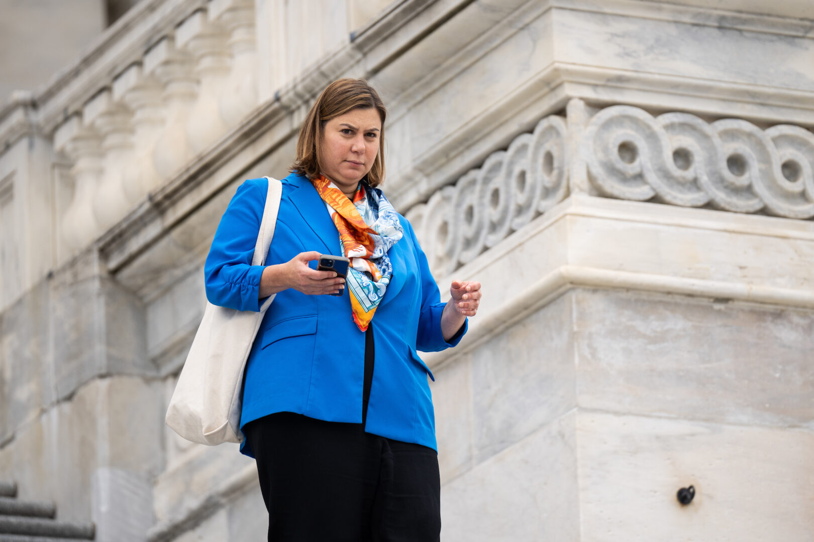 Rep. Elissa Slotkin, D-Mich., walks down the House steps after a vote on Sept. 29, 2023. 