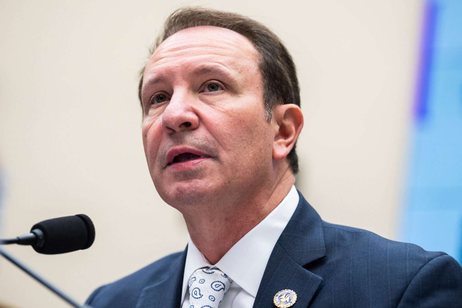 Louisiana Attorney General Jeff Landry, a former House member who won the election for governor on Saturday, testifies at a House Judiciary subcommittee meeting on March 30. 