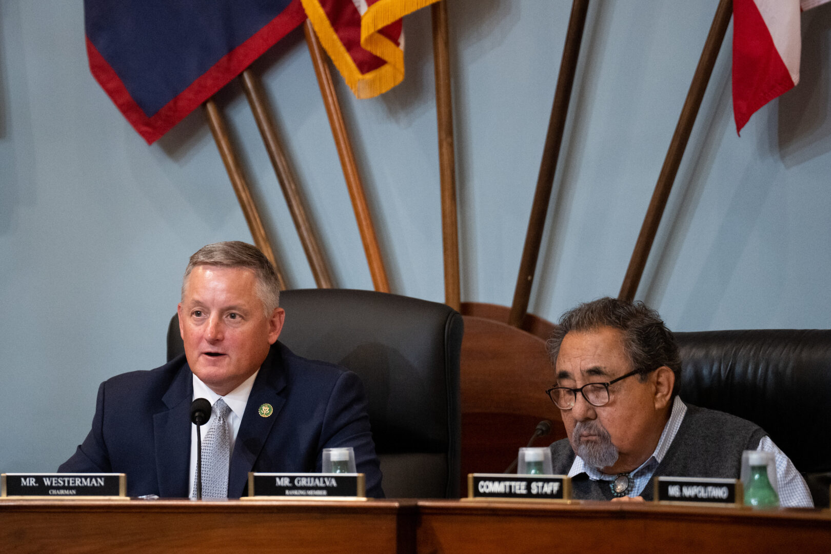 House Natural Resources Committee Chairman Rep. Bruce Westerman, R-Ark., left, and ranking member Rep. Raúl Grijalva, D-Ariz.